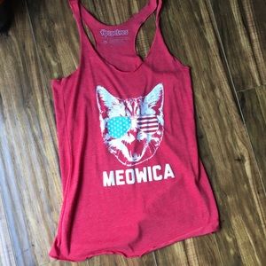 4th of July Meowica tank top
